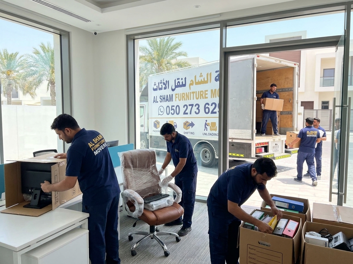 Office movers in Sharjah relocating equipment
